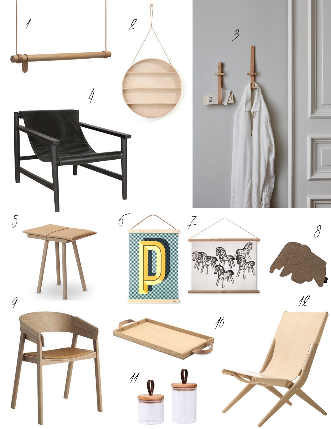 Möbel und Accessoires aus Leder und Holz